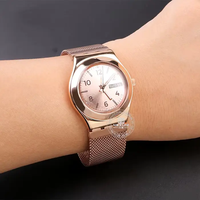 Pour Swatch bracelet en acier de précision IRONY YGS749 hommes femmes bouche Concave chaîne de montre en métal Milan