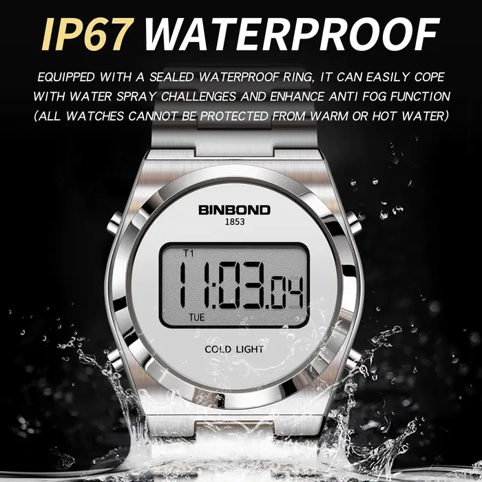 Montre électronique chronographe durable BINBOND pour homme