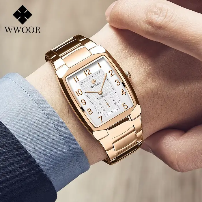 Montre de luxe carrée à quartz pour hommes