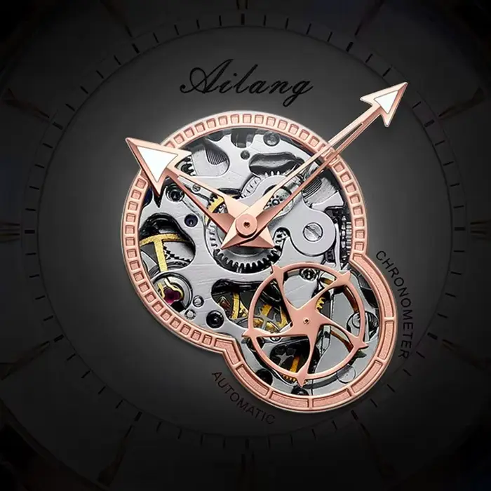 Montre homme Daniel Gorman étanche style punk robuste automatique à remontage automatique analogique-digital avec bracelet en cuir véritable pour hommes occassions spéciales