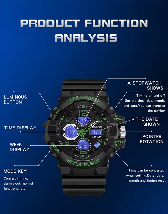 SANDA – montre militaire de Style G pour hommes, montre de sport numérique antichoc, étanche, électronique, 2023