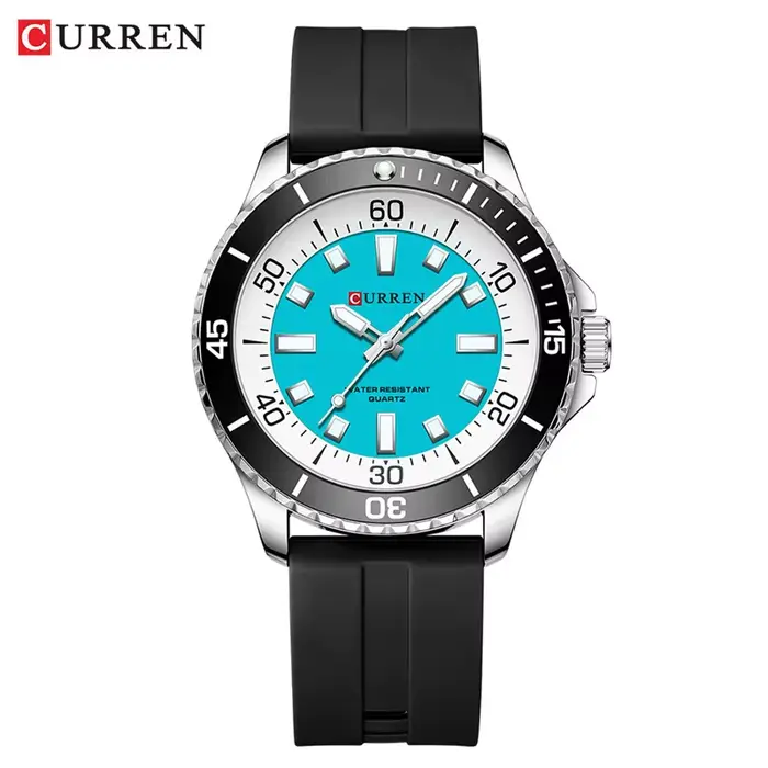 Montre à quartz unisexe Curren 8448, montre-bracelet ronde lumineuse étanche pour l'extérieur avec b