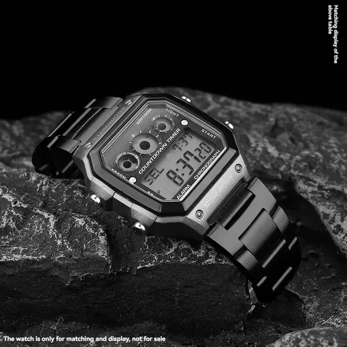 Bracelet de montre en acier de précision 18mm pour presse molle 1200 AE-1200 AE-1200WH/1300/1000/1500 Boîtier
