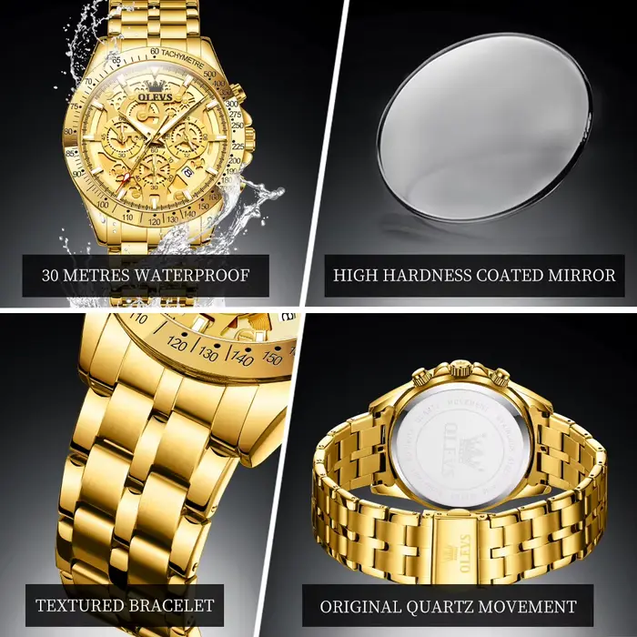 OLEVS montres pour hommes or luxe évider Style montre à Quartz originale pour homme étanche lumineux chronographe Date 24 heures