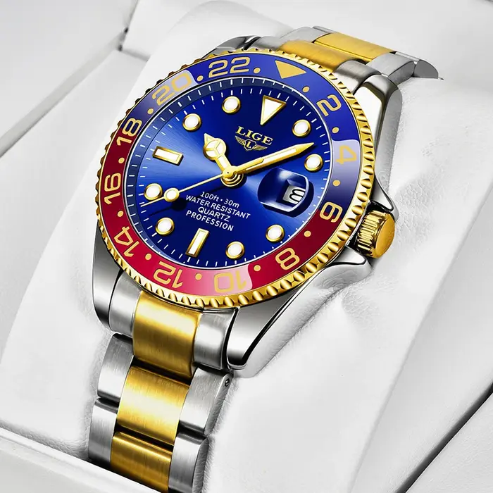 LIGE montre de plongée hommes mode affaires 3ATM étanche lumineux Quartz montres