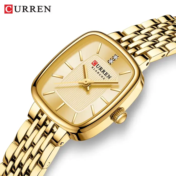 Montre élégante et moderne en acier inoxydable pour femme avec design rectangulaire et mouvement quartz pour diverses occasions