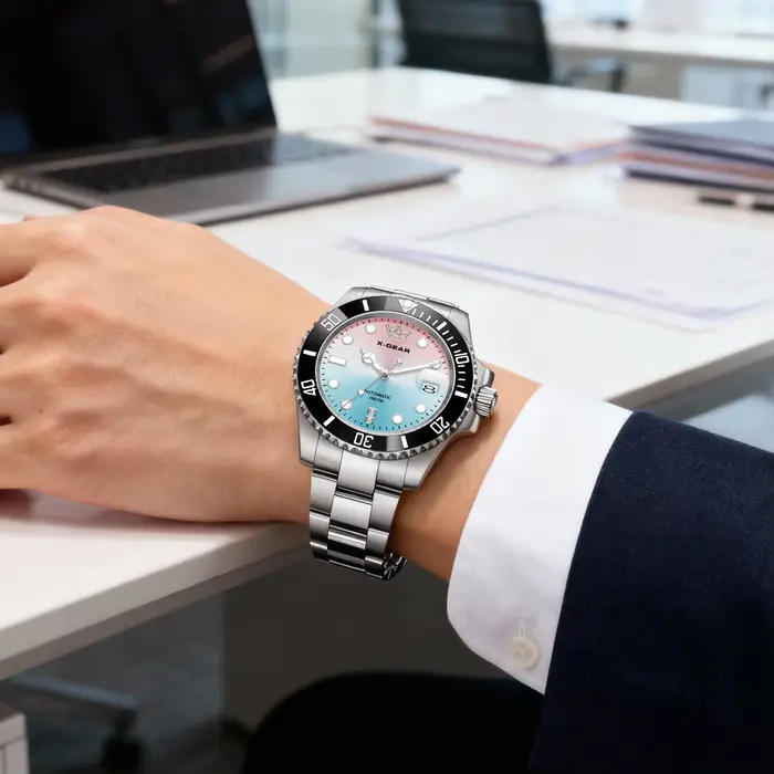Montre mécanique automatique de luxe X-GEAR – Montre-bracelet sportive pour homme en acier inoxydable étanche