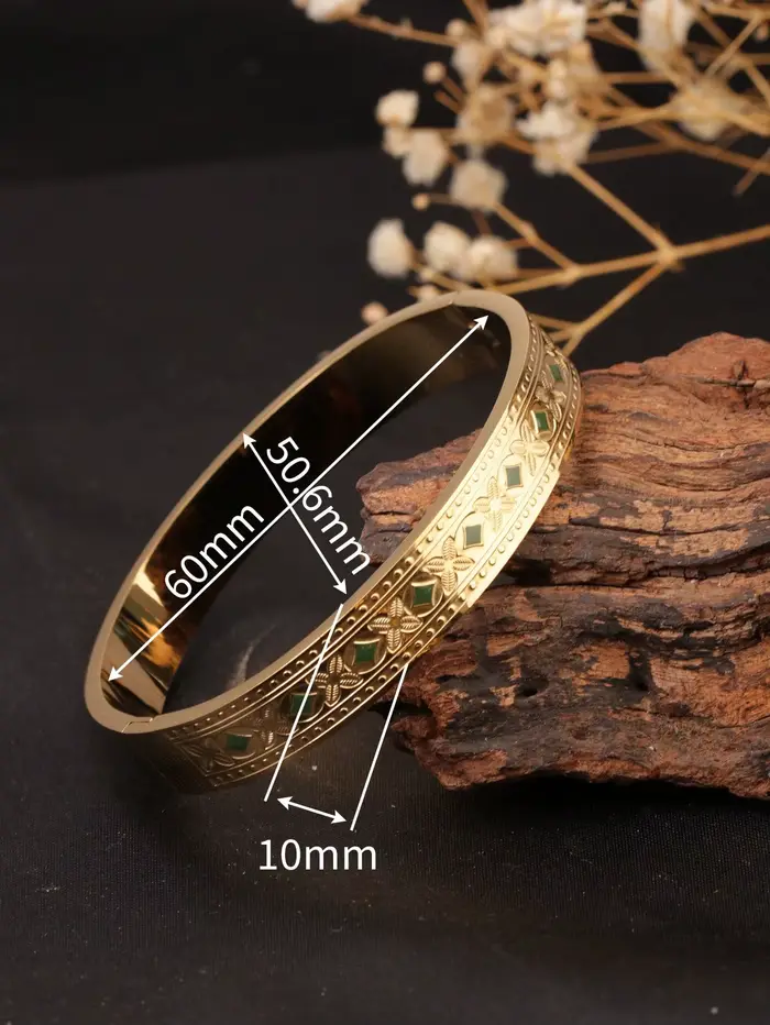 1 bracelet ouvert à clipser en acier inoxydable doré 18 carats