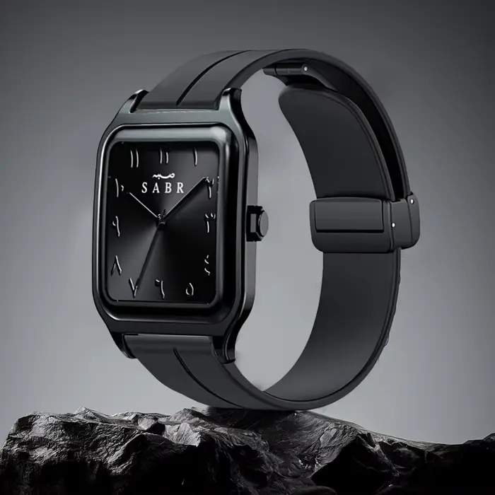 Sabr montre à chiffres arabes 3ATM boîtier en alliage étanche montre-bracelet à Quartz pour hommes bracelet en Silicone