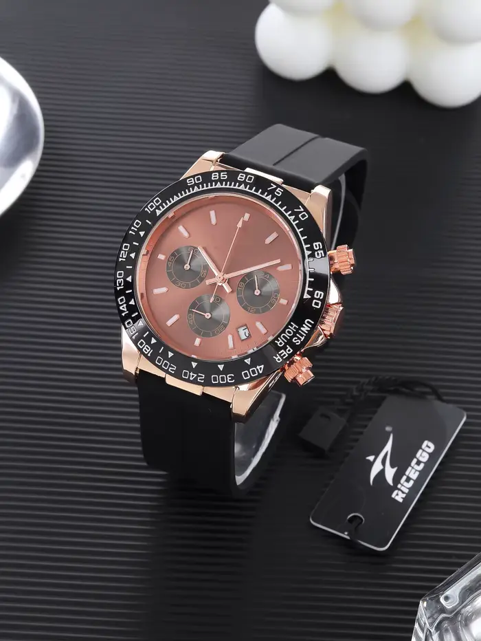 Ricecgo Montre pour homme haut de gamme à trois yeux et six broches