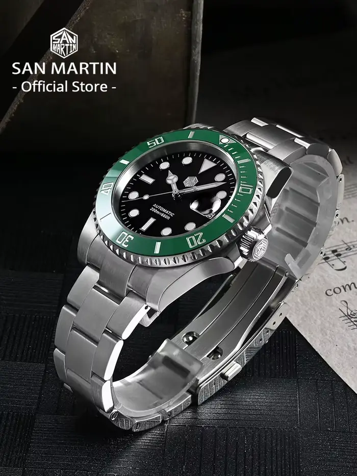 San Martin – montre de plongée Water Ghost pour hommes, Version améliorée, 40mm, luxe, automatique,
