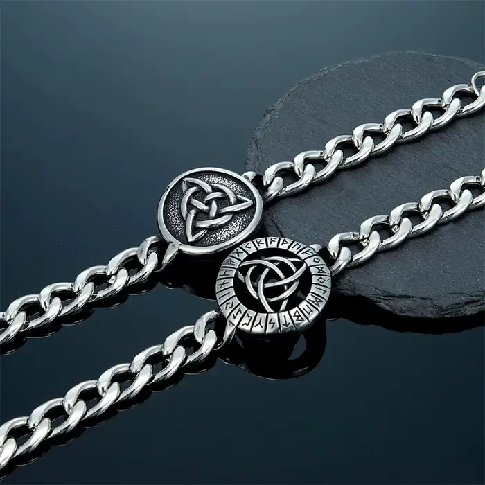 Bracelet Viking à nœud celtique pour hommes - Acier inoxydable