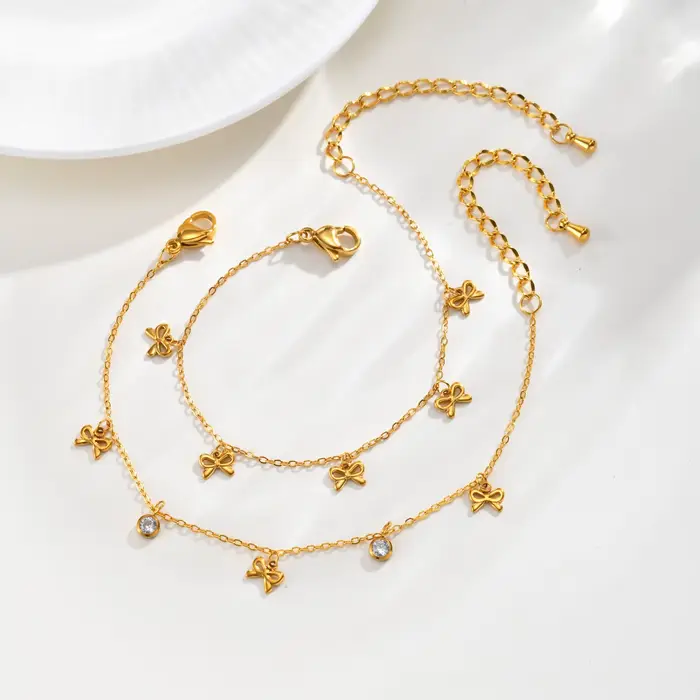 Bracelet Nœud pour Femme en Acier Inoxydable Plaqué Or 18K