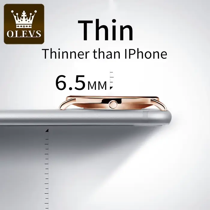 Nouvelle montre OLEVS Quartz pour hommes ultra-mince 6.5mm minimaliste résistante à l'eau avec affichage de date pour occasions professionnelles et décontractées