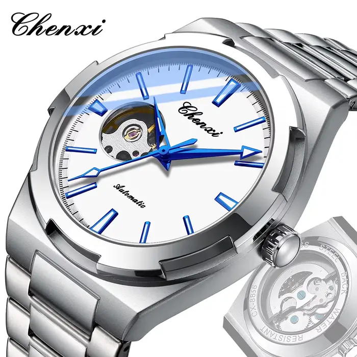Montres-bracelets mécaniques en acier inoxydable pour hommes