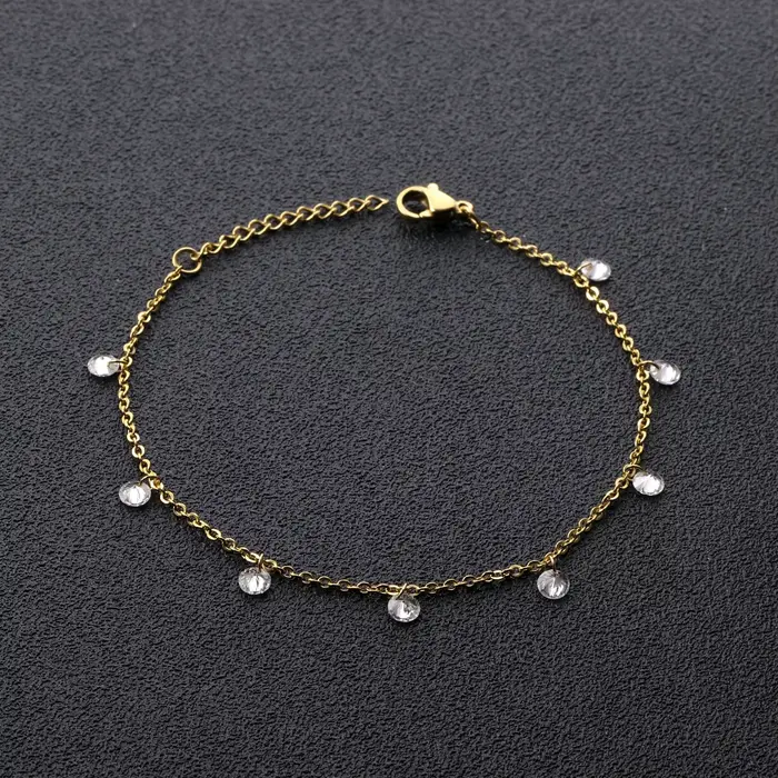 Bracelets de luxe en acier inoxydable pour femmes plaqué or couleur argent charme cubique zircone lien chaîne