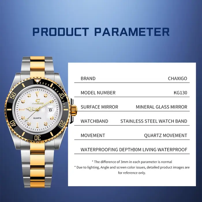 CHAXIGO Montre pour homme en acier inoxydable de style fantôme vert classique avec finition lumineuse et résistance à l'eau
