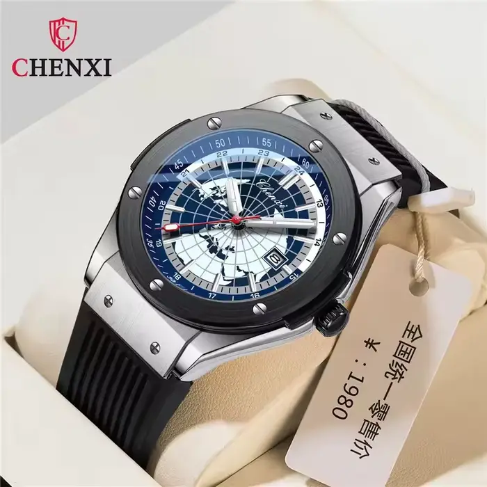 Montre homme Quartz avec cadran carte du monde résistante à l'eau pour aventuriers et amoureux de la géographie