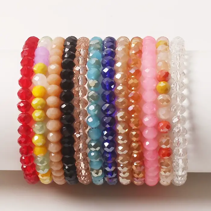 Mode femme Bracelet bijoux coloré cristal perlé élasticité Bracelets cadeaux en gros