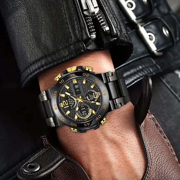 Nouvelles montres pour hommes étanche horloge alarme reloj hombre LCD double affichage montre-bracelet Quartz militaire