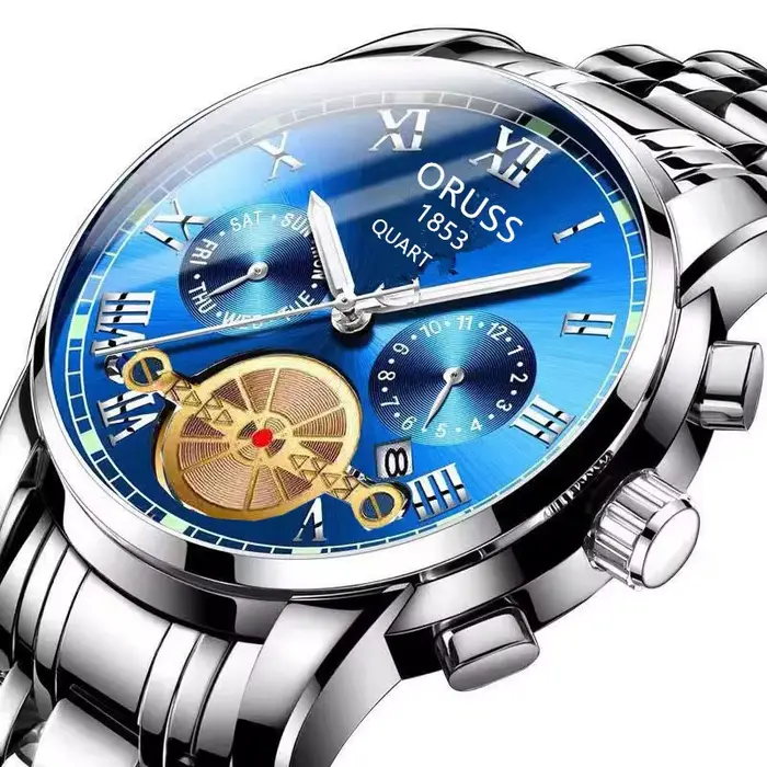 Montre à Quartz Luxe Étanche Homme Bracelet Acier Forme Cœur Horloge Date Occasions Spéciales