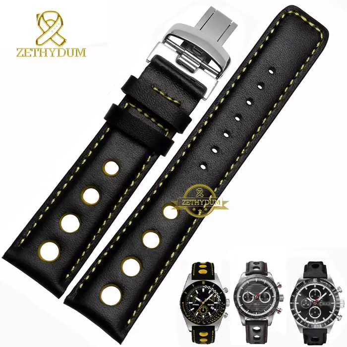 Bracelet de montre en cuir véritable 20mm pour Tissot série PRS516 avec fermoir papillon pour homme occasions spéciales élégance intemporelle