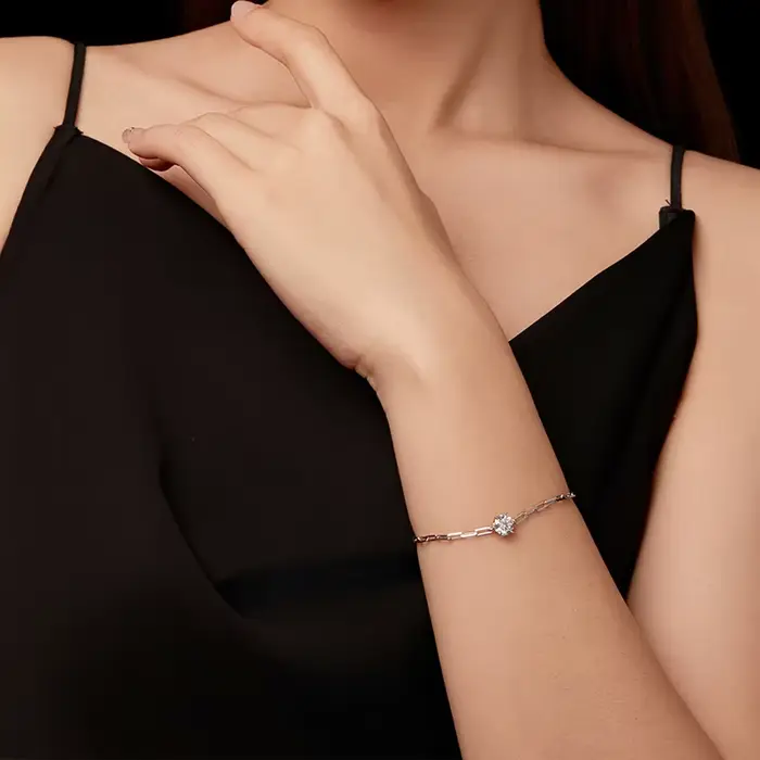 Bracelet en argent sterling 925 avec moissanite 0.65cm certifiée pour femmes, bijou classique pour occasions spéciales