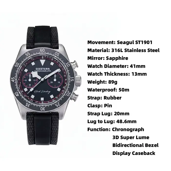 SEESTERN – montre-bracelet mécanique pour hommes
