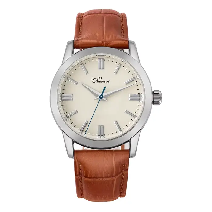 Chameri GS03 montres à Quartz cuir VH31 mouvement verre saphir acier inoxydable 316L 100M étanche 37