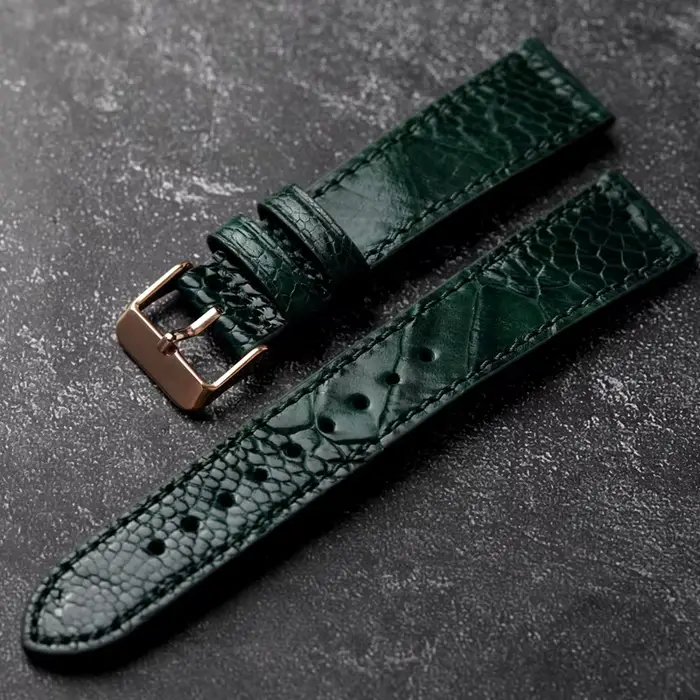 Bracelet en cuir de pied d'autruche fait main style vintage pour homme ou femme occasion spéciale bleu vert noir rouge