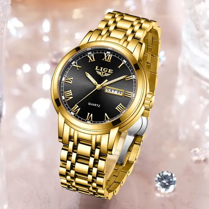 LIGE 2023 nouvelle montre en or femmes montres dames créatif en acier