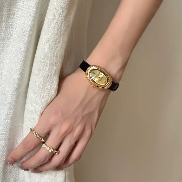 Vintage cadran ovale femmes montre bracelet en cuir décontracté analogique montres à Quartz femme montre-bracelet livraison directe horloge Reloj De Mujer