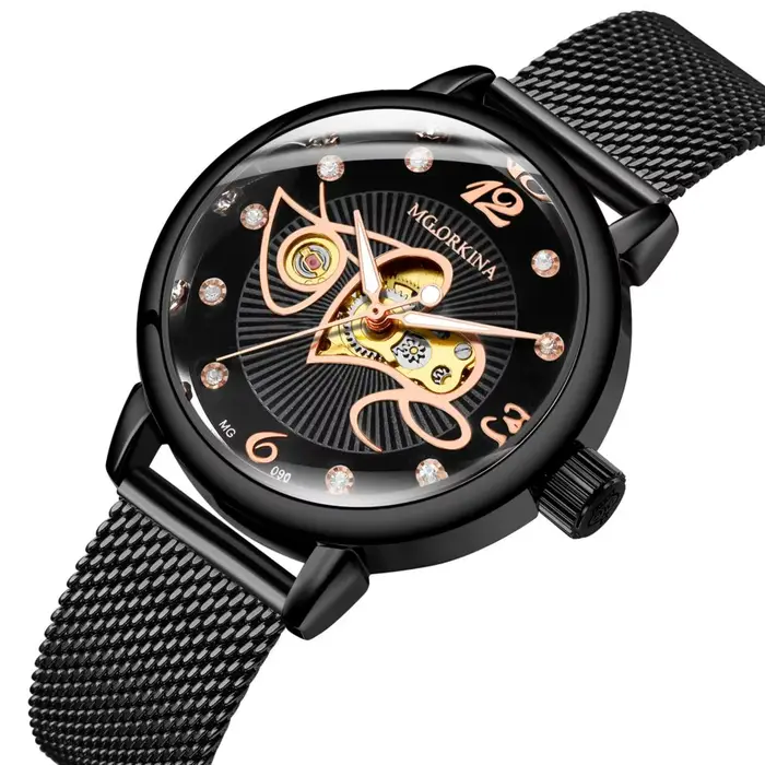 Montre mécanique automatique en or Rose pour femmes