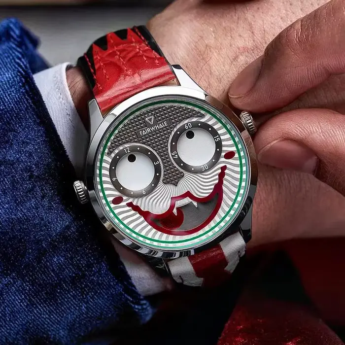 Montre Joker avec bracelet en cuir pour homme