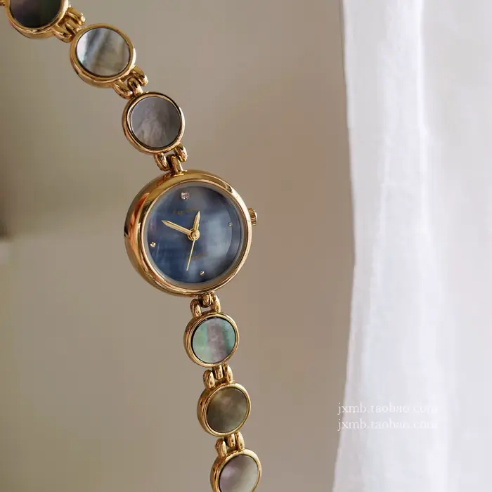 Bleu simple nacre petit disque accessoires montre de luxe bracelet style dames
