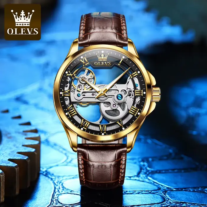 Montre homme squelette automatique transparente résistante à l'eau pour homme original luxe ocassions spéciales