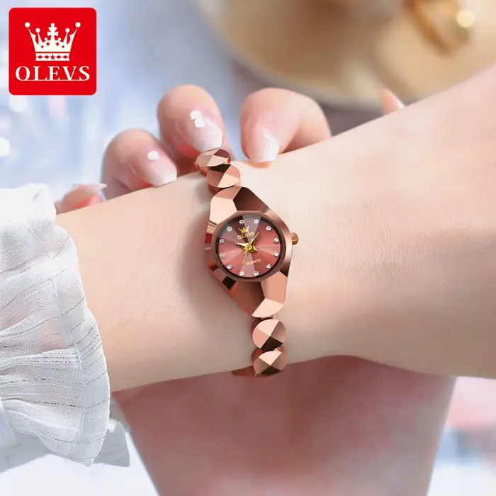 OLEVS 7007 montre pour femmes Original miroir rhombique étanche Quartz dames montre-bracelet bracelet en acier tungstène