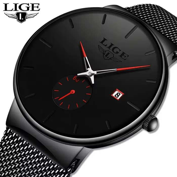 LIGE Quartz horloge sport hommes montre haut de gamme de luxe célèbre robe montres de mode mâle unisexe Ultra mince montre-bracelet Para Hombre
