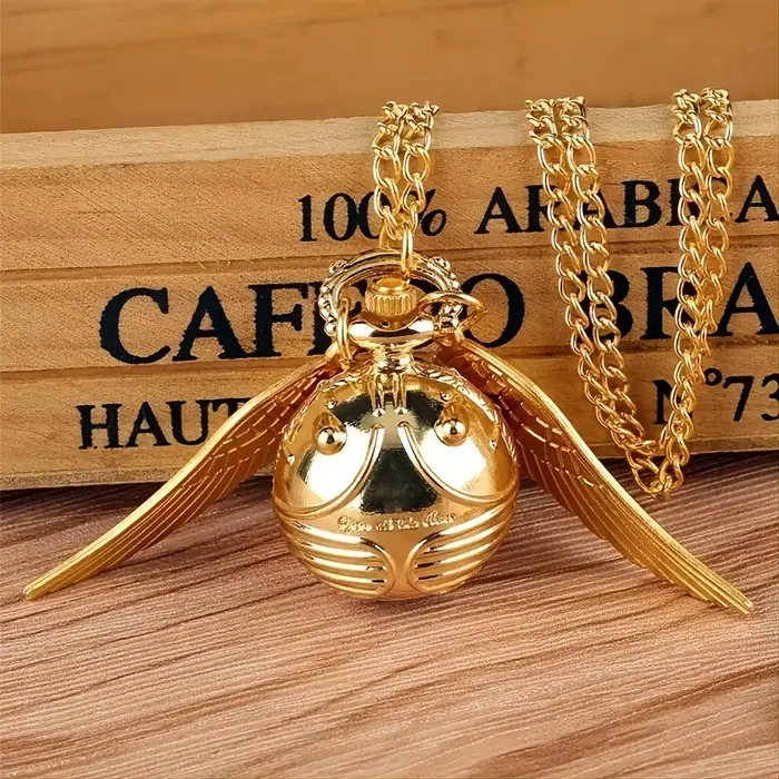 Montre de poche de luxe avec petites ailes dorées, boule de citrouille, exquise, meilleur cadeau, pe