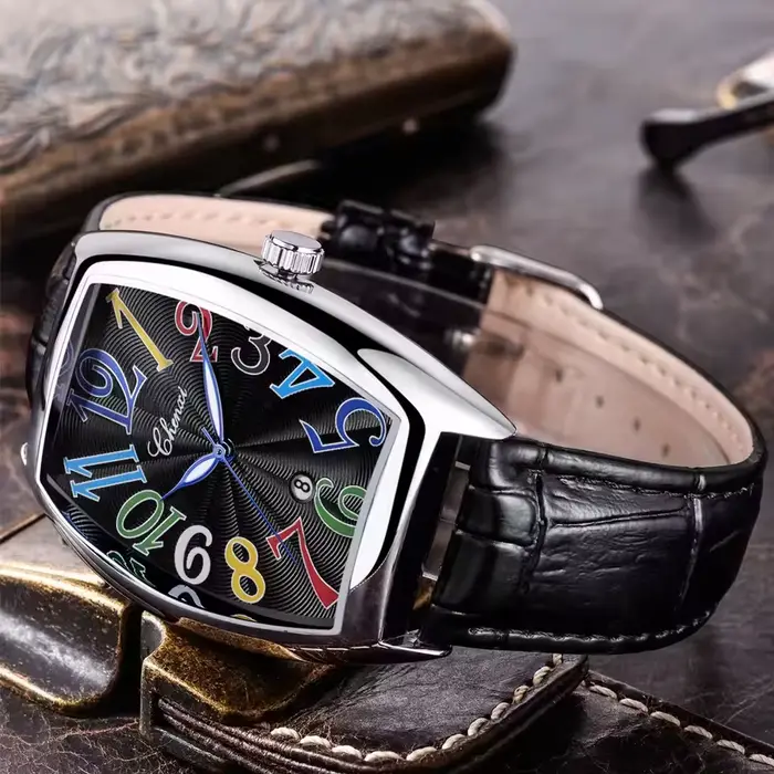 CHENXI 8217 montre cadeaux pour hommes couleur chiffre arabe échelle Quartz calendrier étanche montres en cuir