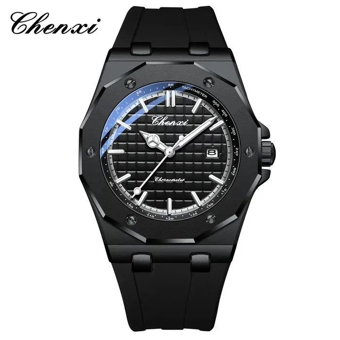 Montre CHENXI 8268 élégante et résistante à l'eau pour hommes et femmes, avec date automatique, affichage lumineux et design moderne