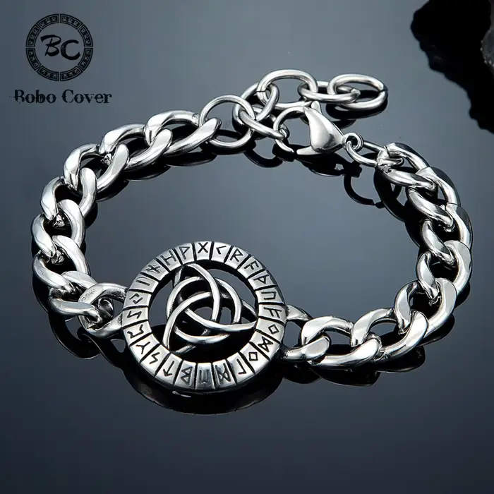 Bracelet Viking à nœud celtique pour hommes - Acier inoxydable