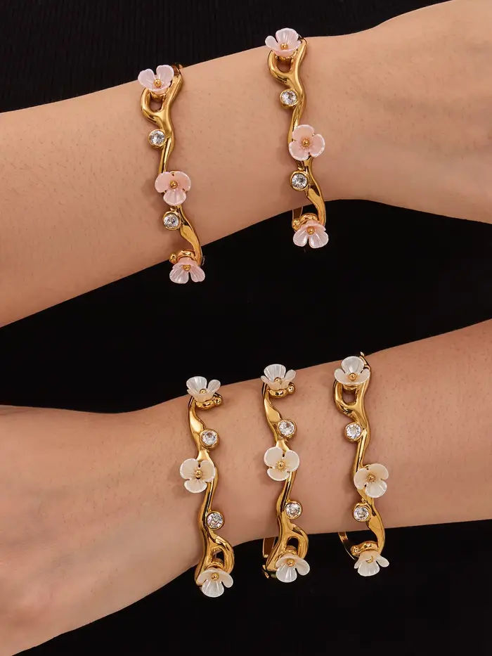 Bracelet à fleurs roses et blanches de haute qualité pour femmes