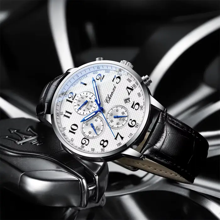CHENXI montres pour hommes multi-fonctionnel Quartz homme montre calendrier lumineux chronographe