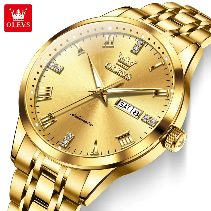 OLEVS affaires or hommes montres haut de gamme de luxe automatique montre mécanique