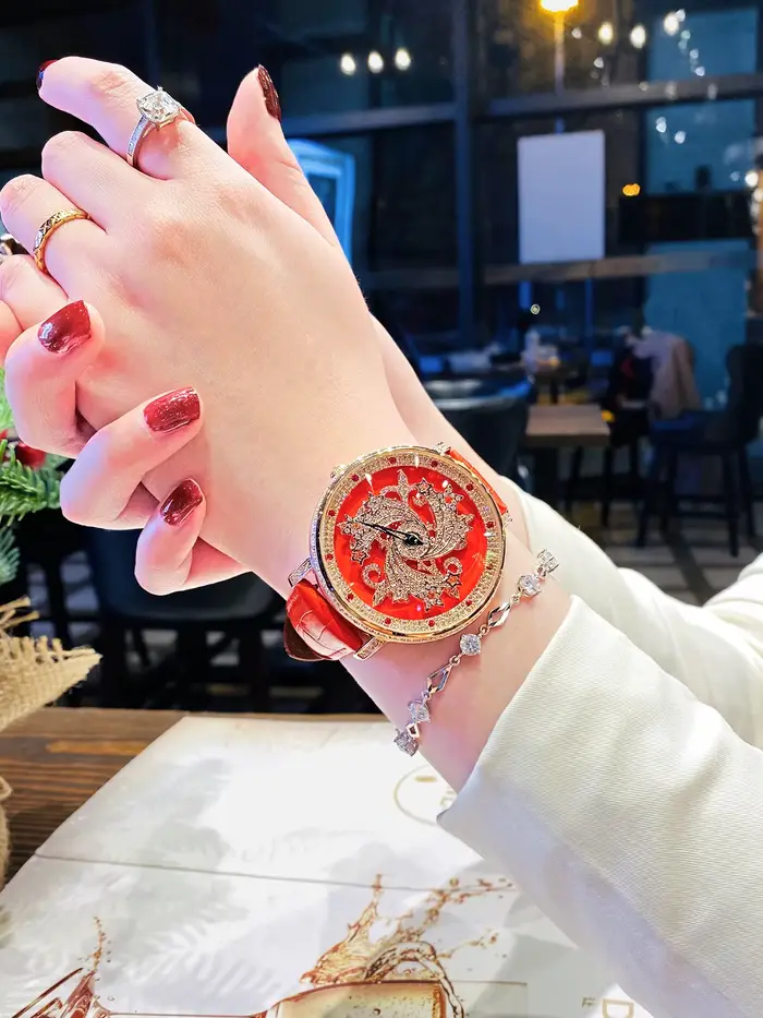 Davena Lady montre pour femme Spin cristal strass heures mode Bracelet en cuir véritable luxe fille anniversaire boîte-cadeau