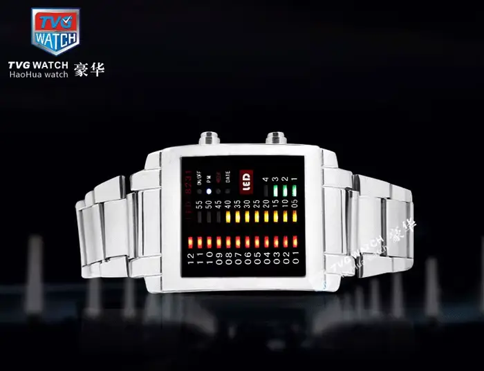 TVG-Montre numérique pour homme, montres électroniques à LED, date et semaine, montres-bracelets rec