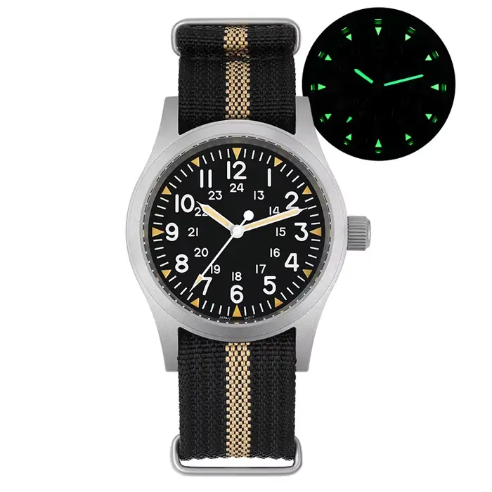 Militado Ml05 montre de terrain Vintage VH31 balayage deuxième mouvement à Quartz cristal saphir hau