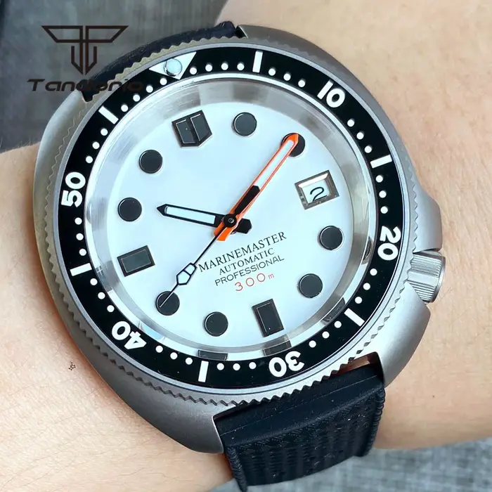 Montre de plongée Tandorio NH35A Titane Automatique avec Bracelet Caoutchouc pour Hommes Occasions Spéciales Plongée Élégante