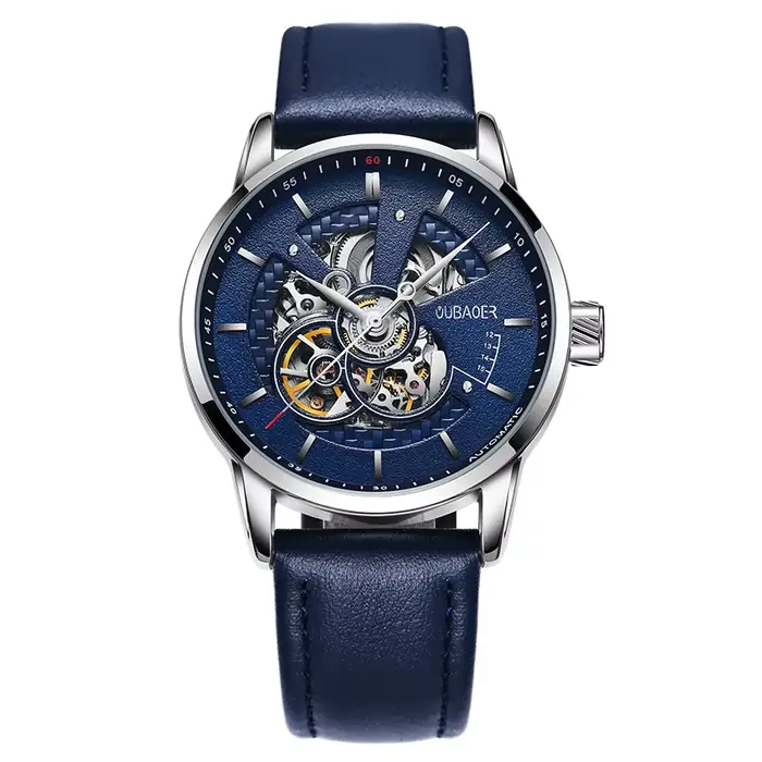 OUBAOER Original montre automatique hommes squelette auto-remontage mécanique montre-bracelet bracel